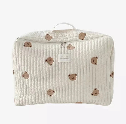 Quilted Cotton Maternity Bag for Mommy Large Baby Diaper & Toiletry Labour Luggage for New Moms