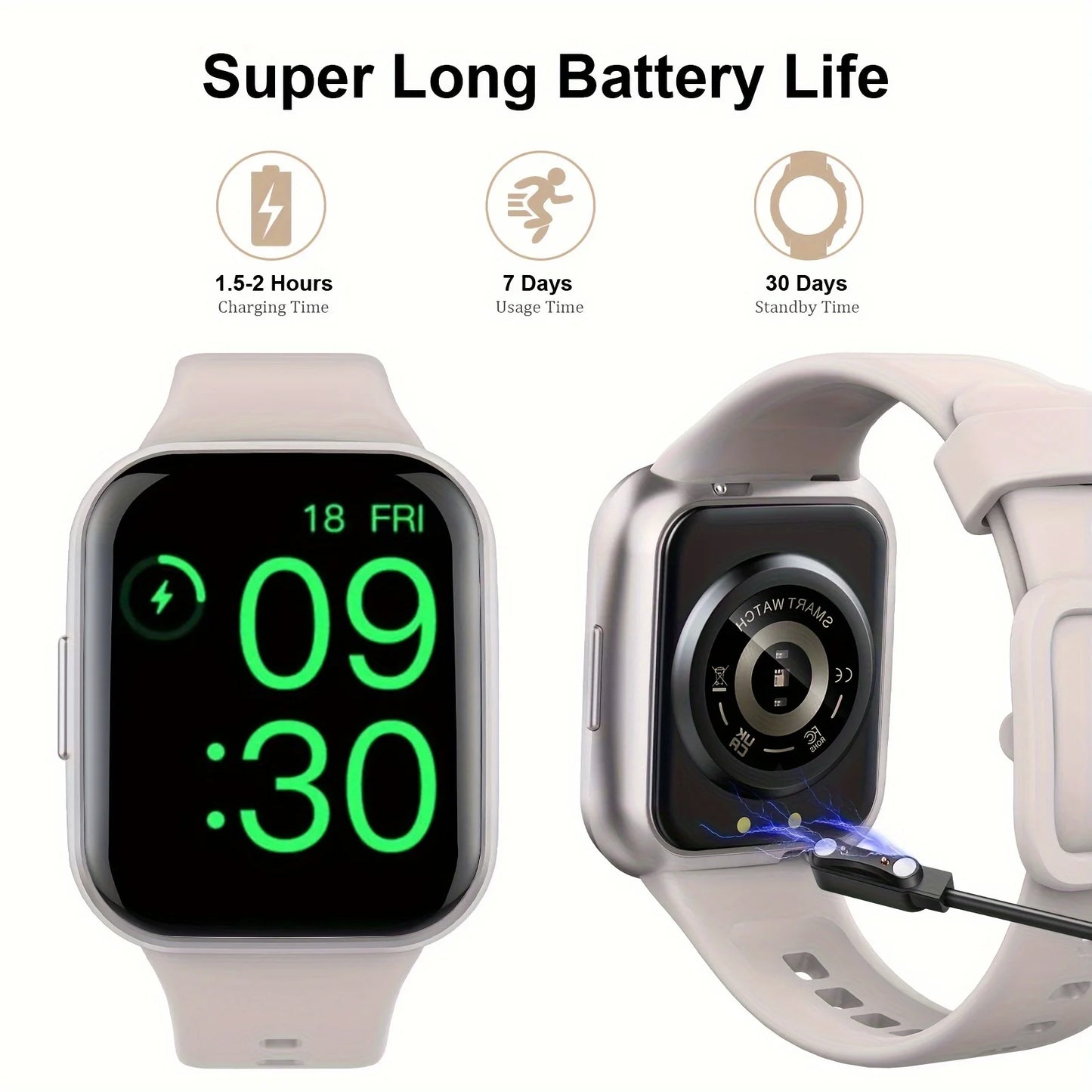 Smartwatch Features a 1.69" HD Color Display, Offers 25 Sports Modes, Includes a Fitness Tracker with Sleep Monitoring, and Is