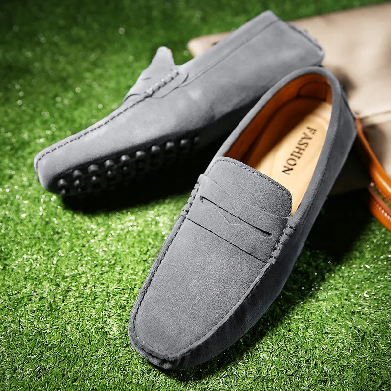 Men Casual Shoes Fashion Pea Shoes Handmade Suede Genuine Leather  Loafers Moccasins Slip on Men's Flats Driving Shoes Big Size