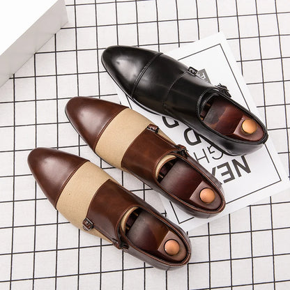 Point Toe Plus Size Casual Oxford Slip on Wedding Formal Men Monk Strap Dress Shoes