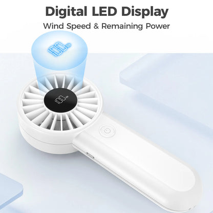 2 in 1 Rechargeable Handheld Fan and 3000mAh Power Bank, 5 Speed Strong Airflow for Outdoor Use