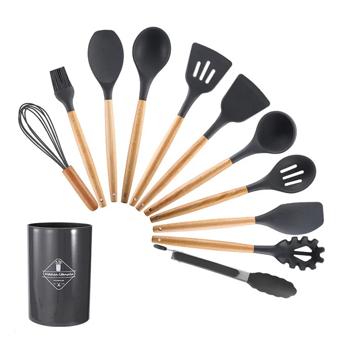 In Stock Manufacture  Wholesale Kitchen Utensils Spatula Sets Baking Cooking Egg Whisk Spatula Brush Cookware Set