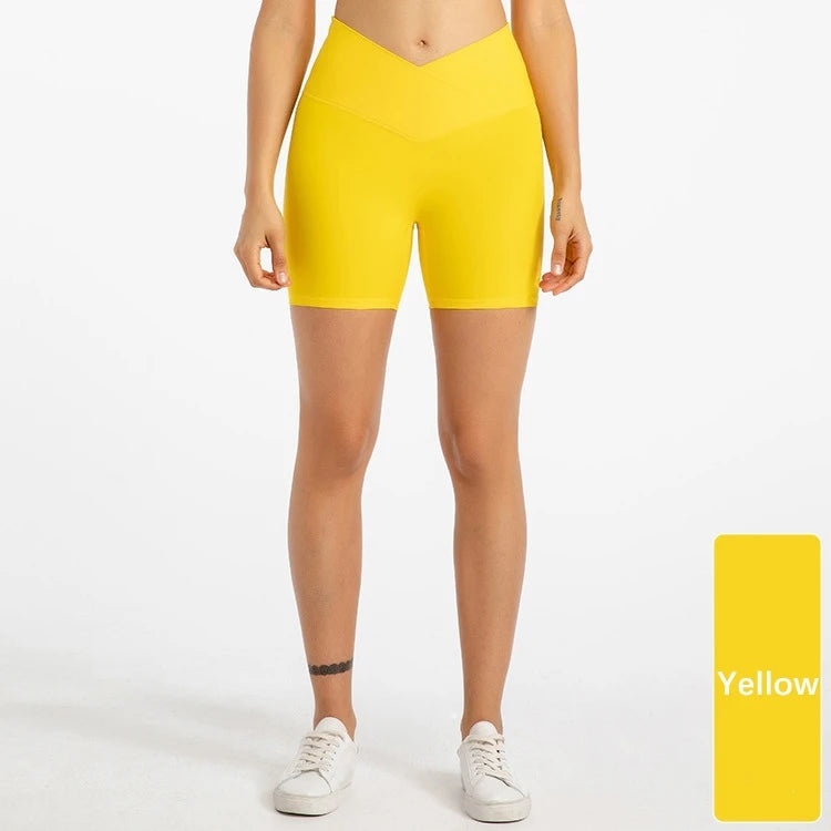 Xsunwing New Gymwear Clothing Fitness Workout Yoga Biker Shorts V Cut Waist Seamless Scrunch Butt Running Shorts Women WLQ2201