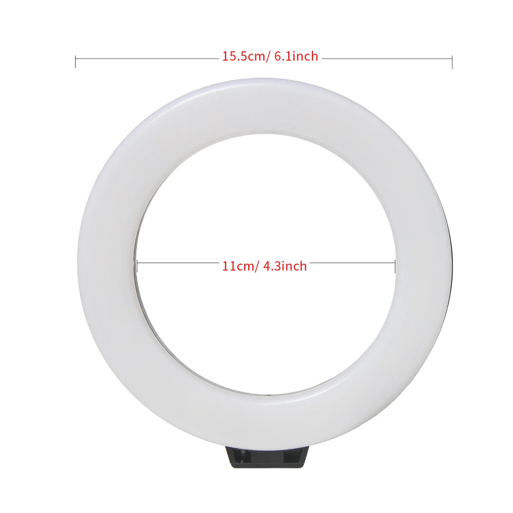 6 Inch Mini LED Selfie Ring Light Desktop Video Lamp With Tripod Stand USB Plug For YouTuber Live Vlog Makeup Studio