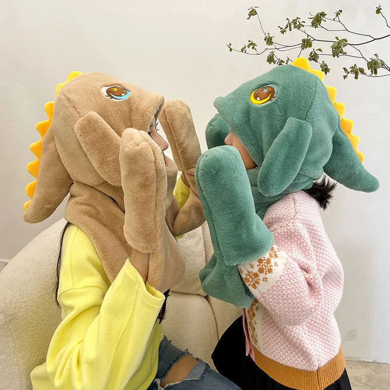 Cheap Animal Cute Winter Thermal Adult Kids Fur Scarf Hat