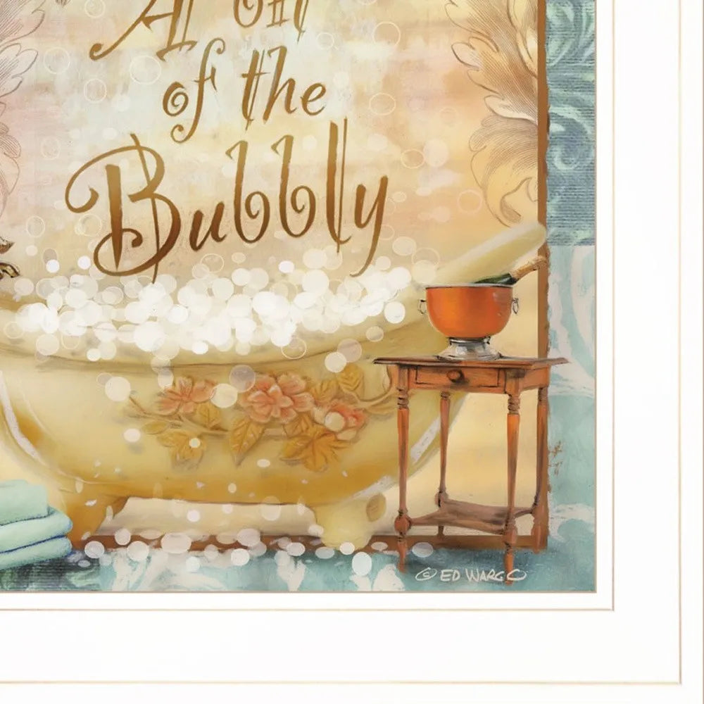 Bit of Bubbly White Framed Bathroom Wall Art Set of Three Including Mirror and Hooks by HMS