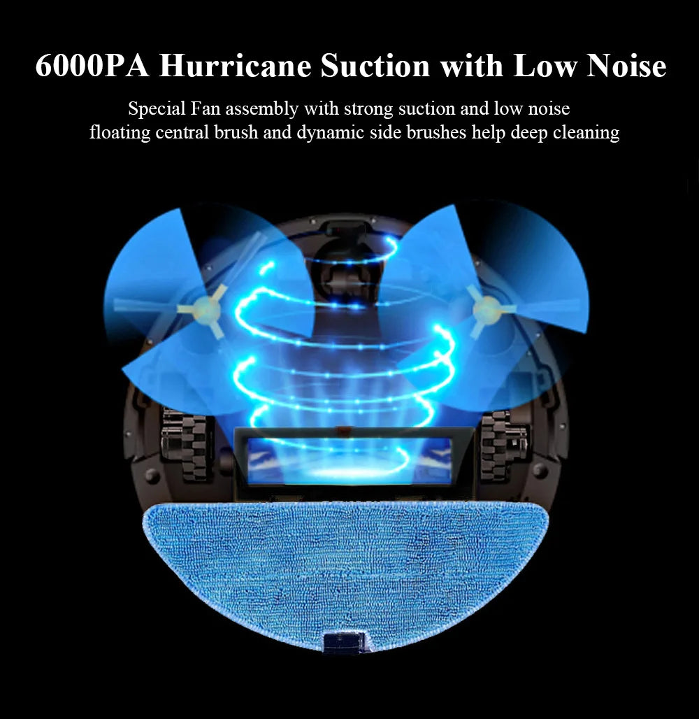 Robot Vacuum Cleaner G20S, 6000Pa Suction,Remote Upgrade, 2 in1 Wet Dry Mop, Wifi App, Smart Vaccum Auto Floor Washing for Home,