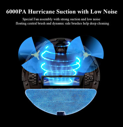 Robot Vacuum Cleaner G20S, 6000Pa Suction,Remote Upgrade, 2 in1 Wet Dry Mop, Wifi App, Smart Vaccum Auto Floor Washing for Home,