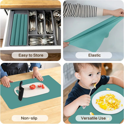 60/40cm Oversized Food Grade Silicone Waterproof Placemat Heat Insulation Anti-Skidding Washable Table Mat For Kitchen Dinner