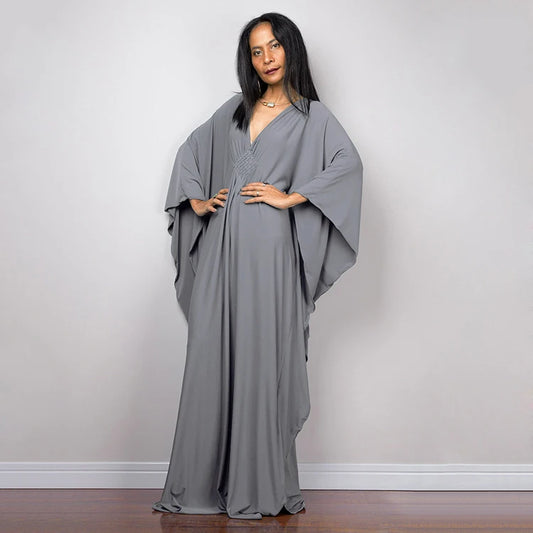 Trendy Design Knot Beach Maxi Dresses Solid V Neck Women Dress Clothing