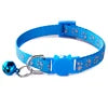 Cute 1.0cm Reflective Stripe Cat Collar with Breakaway Head Plastic Buckle Polyester Small Colored Bell Printed Pet Paws Design