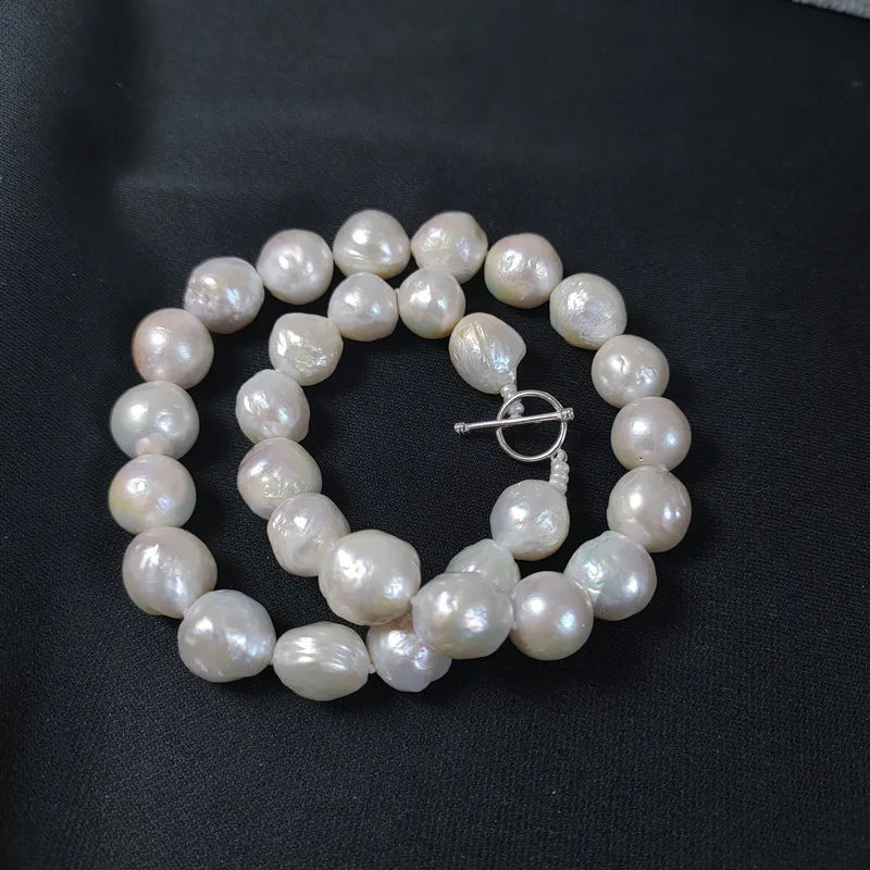 Wholesale 925 Silver Fashion Jewelry Pearl Necklace Real Natural Freshwater Baroque Pearl Necklace