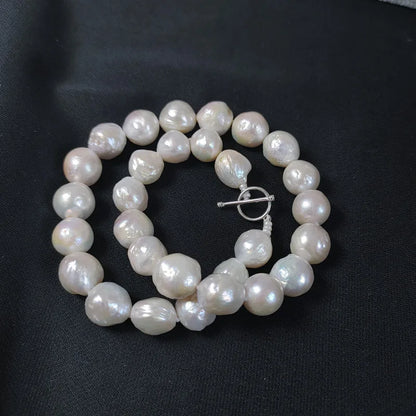Wholesale 925 Silver Fashion Jewelry Pearl Necklace Real Natural Freshwater Baroque Pearl Necklace