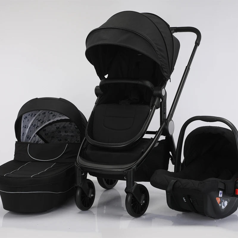 Portable 4-in-1 Baby Stroller with Adjustable Footrest and PU Wheels Sleeping Cot Carrying Basket-for Wholesaling