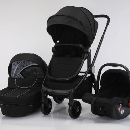 Portable 4-in-1 Baby Stroller with Adjustable Footrest and PU Wheels Sleeping Cot Carrying Basket-for Wholesaling