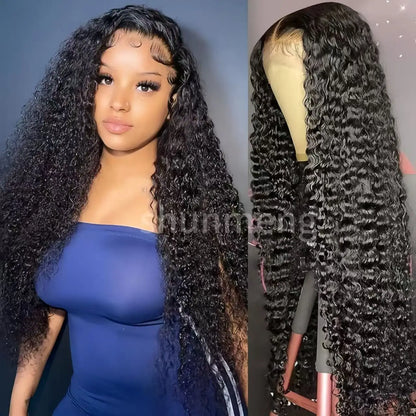 Raw Indian Deep Wave Curly Wig 13x6 Glueless HD Full Lace Front Wig , Natural Human Hair Lace Frontal Wigs for Black Women