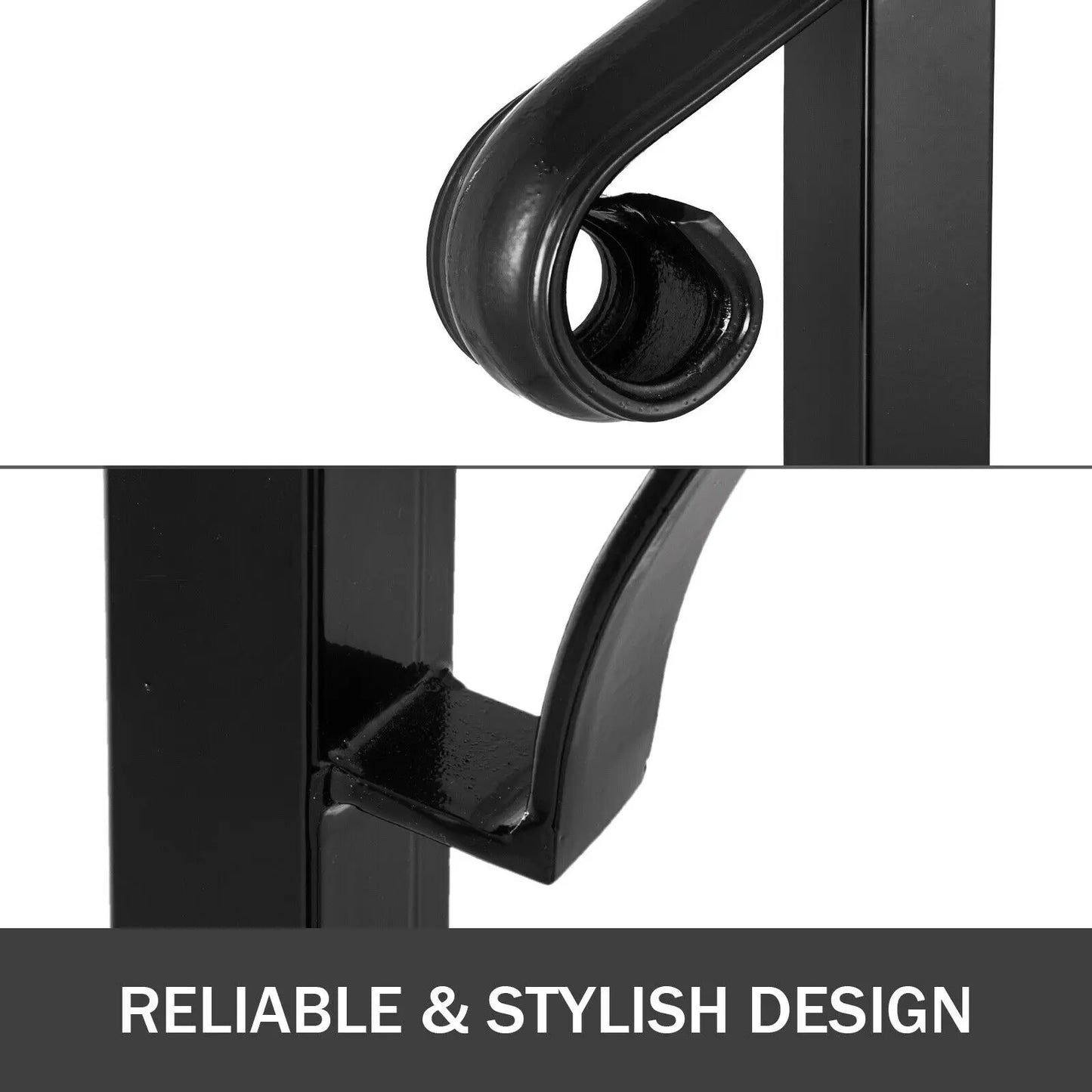 VEVOR Handrail Arch Railing White Fits 1 Or 5 Steps Stair Rail Wrought Iron Hand Rails With Installation Kit For Outdoor Steps