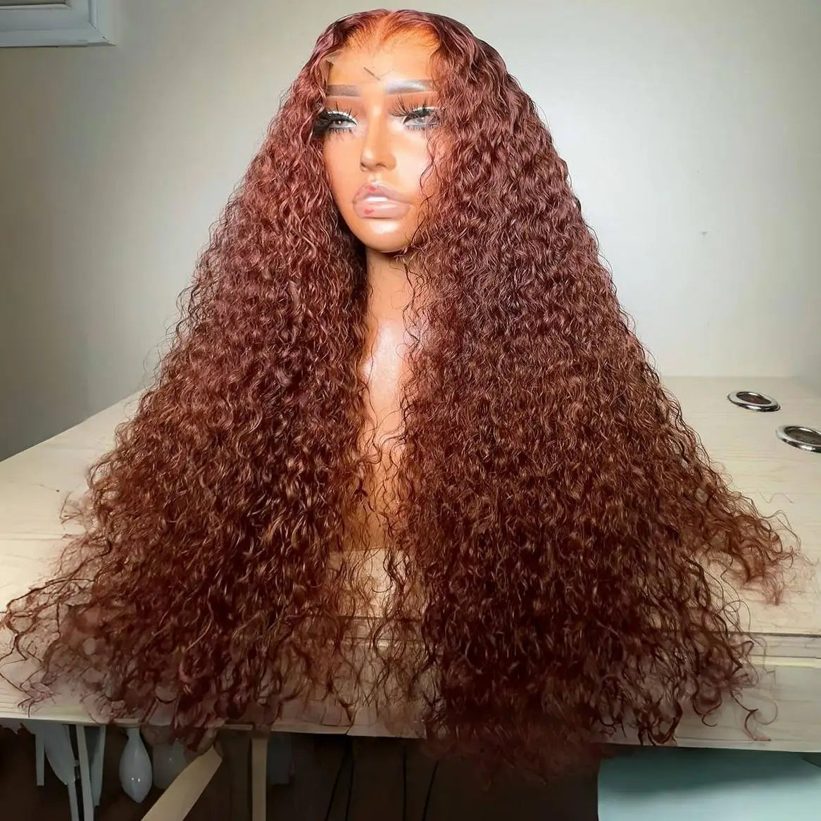 Curly 7*7 Human Hair Wigs Heavy Density 13*6 HD Transparent Kinky Curly Lace Frontal Wig 250% Honey Brown 13*4 Lace Frontal Wig