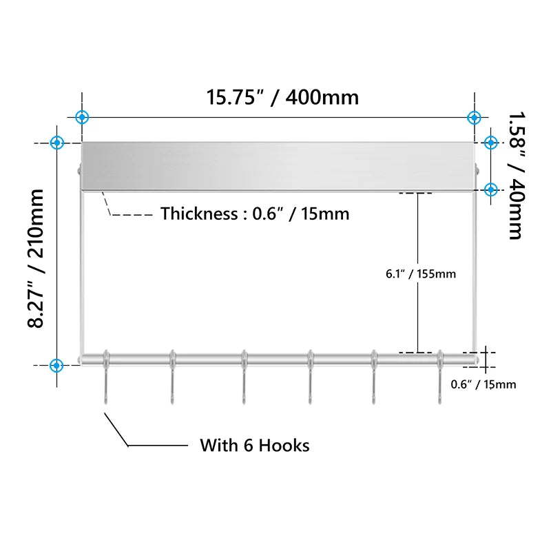 Knife Holder Rack  Wall Mounted Strength Holder Magnet Knife Magnetic Holder with Hooks for Kitchen
