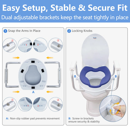 SUNCARE Rehabilitation Care Elderly Pregnant Women Bathroom Safety Commode Raised Toilet Seat Toilet Sear Raiser for Elderly