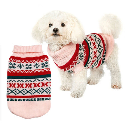Fashion XXXL Dog Christmas Sweater with Snow Diamond Pattern Elegant Pet Clothes