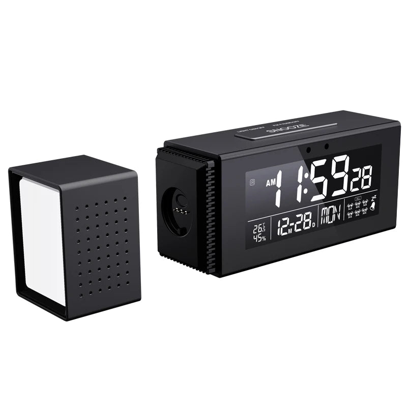 Multifunctional Digital Desktop Clock Display Day Date Time Week Temperature & Humidity with Snooze & FM Radio Function