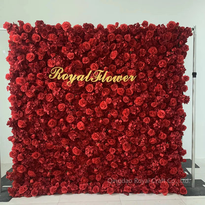 3d Roll up Wedding Event Floral Artificial Rose Flower Wall Decor for Garden Backdrop Home Party Decoration