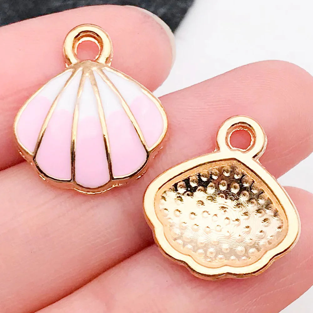 Hot Sale Natural Crafts Alloy Ocean Starfish Conch Seashell Enamel for DIY Nautical Jewelry Making Home Decoration