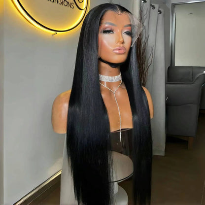 Natural Black 6*6 Glueless Straight 13*4 Full Lace 100% Human Hair 180 Density Wigs 13x6 Lace Front Wigs Preplucked 4C Hairline