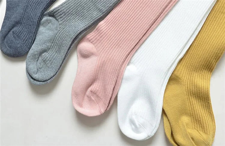 Children Tights For Girls Cotton Knitted Kid's Girls Pantyhose Solid Soft Baby Leggings White Black Tight Spring Autumn 1-9Years