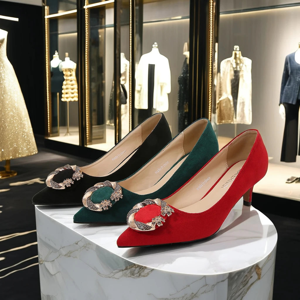 Custom Korean Style Anti-Slip Stiletto Heels 5 CM High Breathable Slip-On Women Big Size Shoes Office Shoes With Low Heels