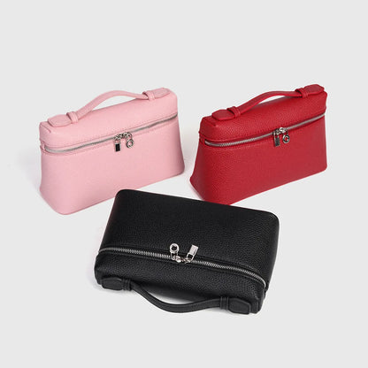 Signature Chic Lunch Bag Versatile Single-Shoulder Pu Cosmetic Bag Women Niche Elegant Crossbody Box Purse Zipper Small