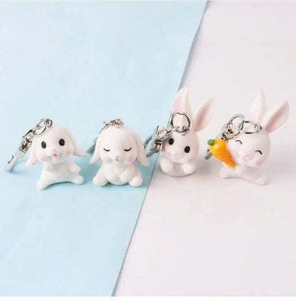 Cute Silicone Key Ring Rabbit Keychain Gift Kawaii Anime Keyring for Backpack Charms Bag Pendant Accessory
