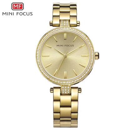 MINI FOCUS MF0039L Quartz Watch Design Luxury Waterproof Factory Alloy Case Stainless Steel / Leather Strap for Women Daily Use