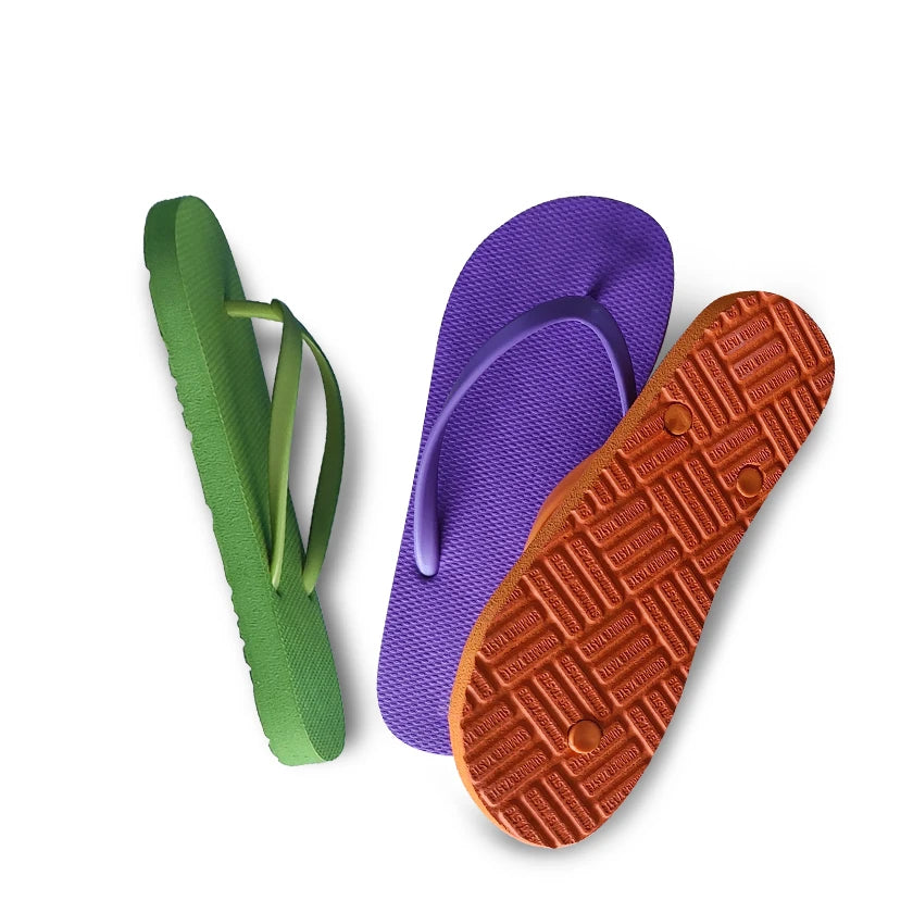 Ladies Mixed-Colour Non-Slip Waterproof Soft Rubber Flip-Flops Women's Beach Sandals for Spring Season