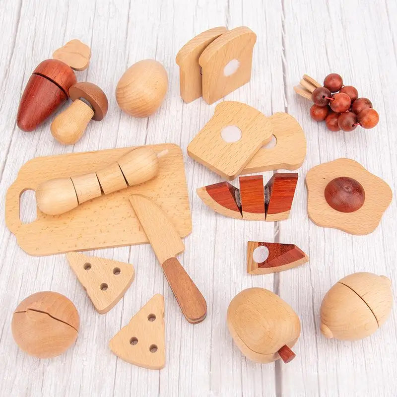 Wooden Pretend Play Kitchen Toy Magnetic Vegetable Fruit Toy  Cutting Cooking Food Toy for Kids