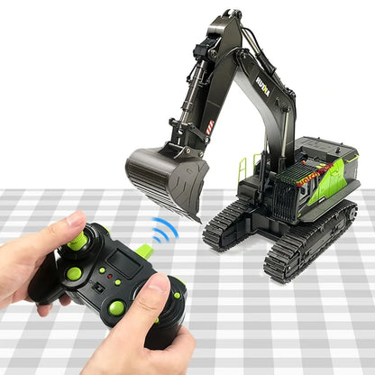 Hot Selling Huina 1593 RC Excavator Metal 1/14 Dumper Truck Crawler Alloy Tractor Loader 2.4Ghz RC Car for Kids Toys Charger