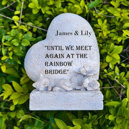 Pet Cat-Themed Irregular-Shaped Resin Memorial Stone Hand-painted Engraved Art Statue Rainbow Bridge Inscription Outdoor Model