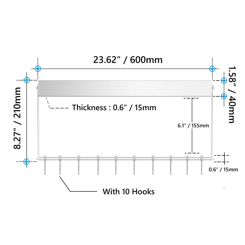 Knife Holder Rack  Wall Mounted Strength Holder Magnet Knife Magnetic Holder with Hooks for Kitchen