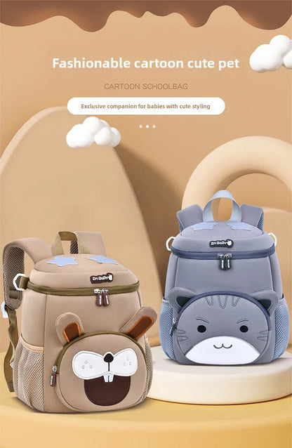 Lightweight Double Shoulder Backpack for Boys Sesame Cartoon Design Kindergarten New Year Gift Mini Diving Material School Bag