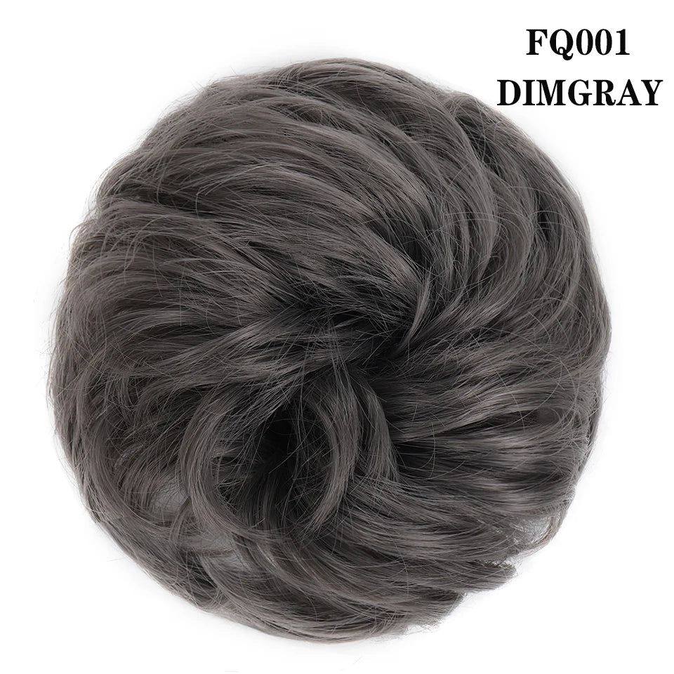 LUPU Synthetischer Haarknoten, unordentliche Haargummis mit Gummiband, natürliche, falsche Haargummistücke, Pferdeschwanz, farbig, Schwarz, Lila, Rosa, Grün