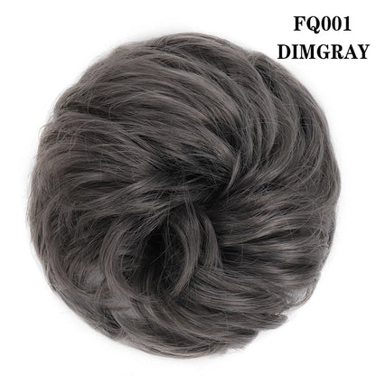 LUPU Synthetischer Haarknoten, unordentliche Haargummis mit Gummiband, natürliche, falsche Haargummistücke, Pferdeschwanz, farbig, Schwarz, Lila, Rosa, Grün