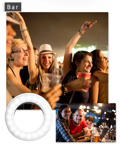 Portable LED Selfie Ring Light Flash For Mobile Phone Laptop Fill Light For Youtube VK Video USB Rechargeable Clip Ring Lamp