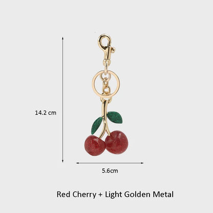 Cherry Bag Charm Fashion Accessories Golden Key Chain Glitter Resin Purse Charm for Bags