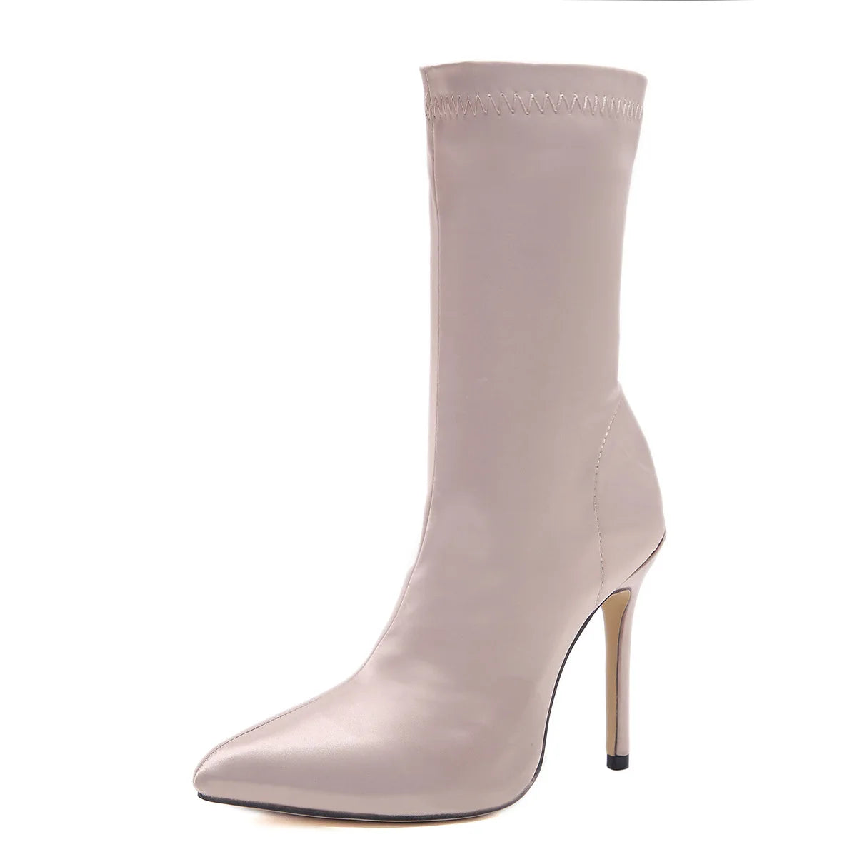 2021 Fall Woman Stretch Socks High-heeled Satin Boots Mid-tube Shoes Women Elegant Short Boots Women Shoes