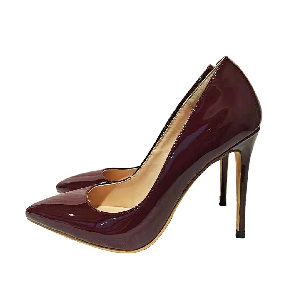 Women PU Style 10cm Classic High Heels Elegant Pointed Toe Stilettos Party Ladies Pumps
