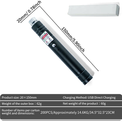 Green Laser Pointer Long-Range Laser Pointer High Power-Rechargeable Laser Pointer for Hiking, Presentations & Outdoor Use