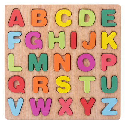 Kids Creative Alphabet Wood Puzzles ABC Letter and Number Montessori Learning Board Educational Toys for Toddlers
