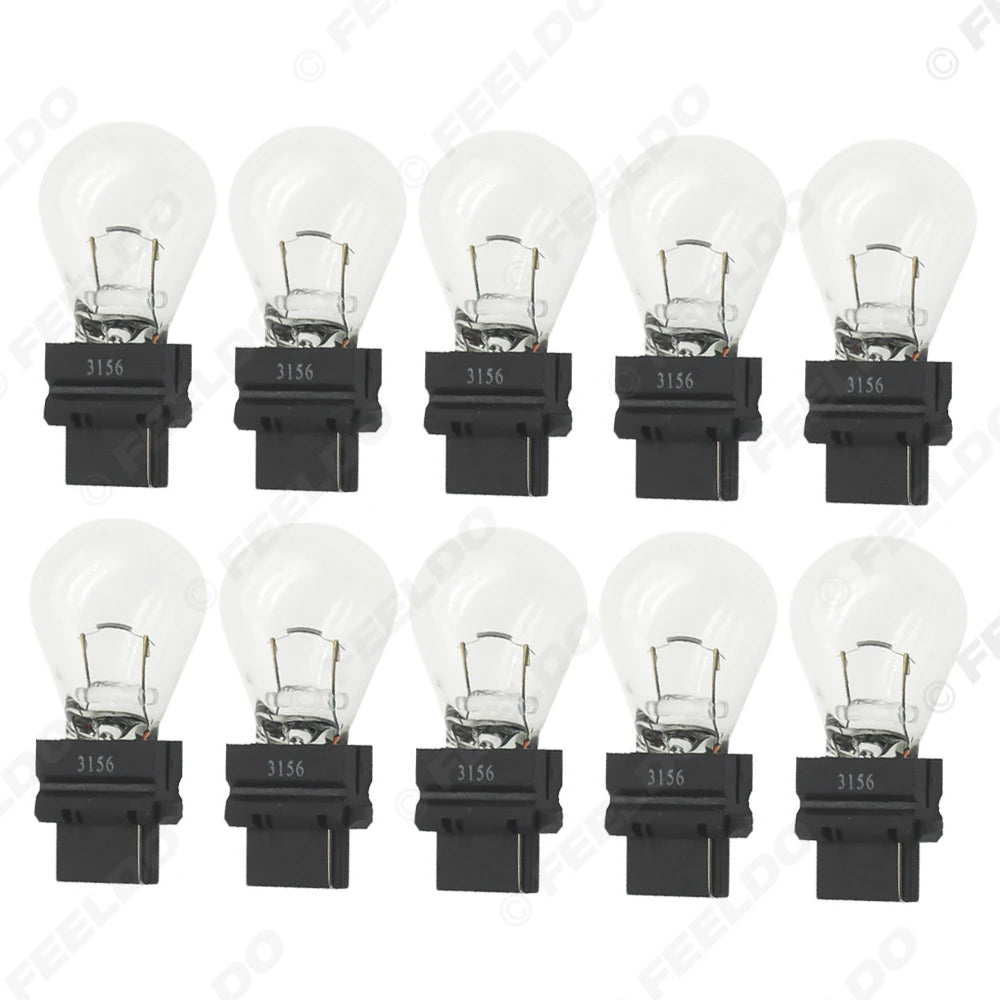 10pcs DC12V Car 3156 21W Clear Glass Lamp Brake Light Tail Bulb Car Indicator Headlight Halogen Lamp