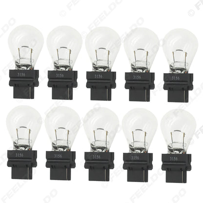 10pcs DC12V Car 3156 21W Clear Glass Lamp Brake Light Tail Bulb Car Indicator Headlight Halogen Lamp